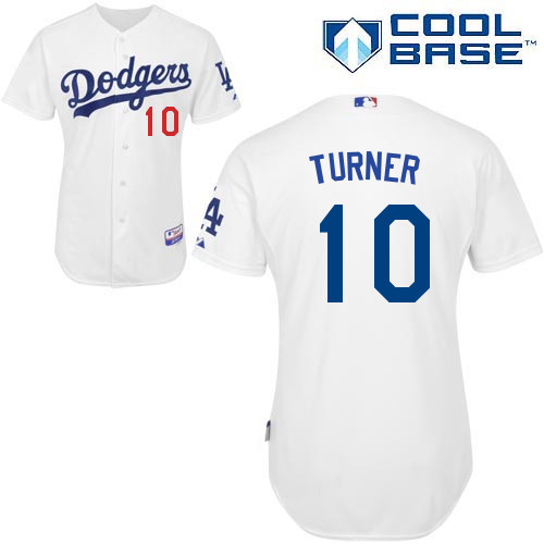 Justin Turner #10 MLB Jersey-L A Dodgers Men's Authentic Home White Cool Base Baseball Jersey